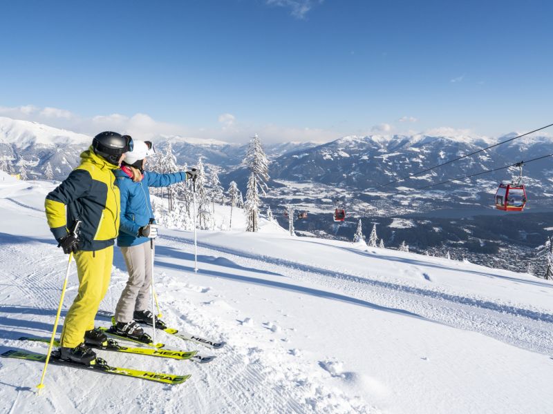 Skifahrer Panoramablick Goldeck