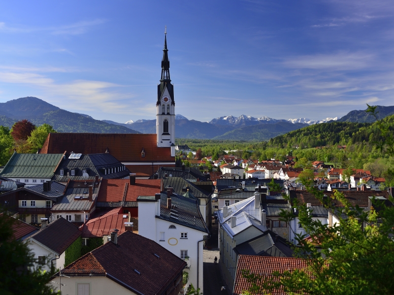 Stadt Ansicht Bad Tölz Panorama Bergblick
